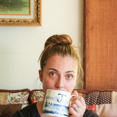 Favorite things coffee mug self portrait of Jaimee Rae Photography