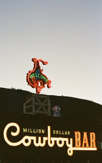 Film photo the Million Dollar Cowboy Bar by Jackson Wedding Photographer, Mrs. Ferree Photography