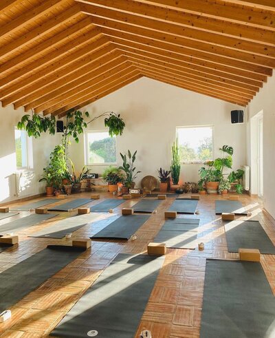 Yoga shala in at a retreat center in Portugal