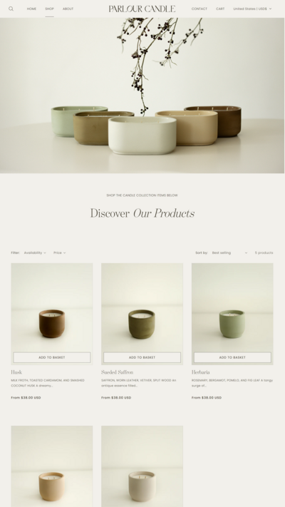 Parlour Candle is a handcrafted candle and home decor line created in a 100-year-old studio space. Using 100% natural coconut soy wax and high-quality, paraben- and phthalate-free fragrance oils, each candle vessel and decor piece is handmade with natural earth pigments and concrete. The line emphasizes sustainability, featuring fully recyclable vessels and no excess plastic in the packaging.