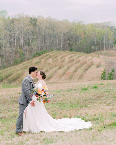 Bride and Groom at Farm Wedding Venue in North Georgia