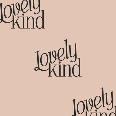 Lovelykind logo marks repeating on a light pink background