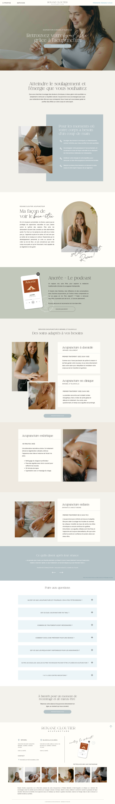 screen shot of acupuncturist website