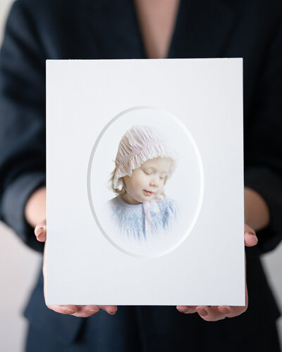 Oval matted heirloom portrait by Certified Born and Raised Heirloom Photographer Tulsa Heirloom Photographer Caroline Eidson 