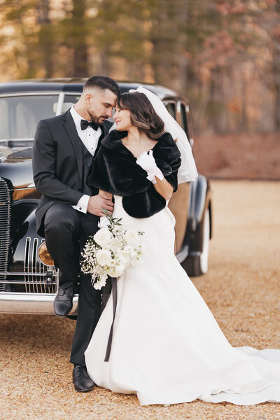 bride and groom kissing