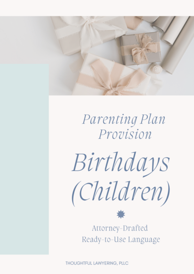 Parenting Plan Template Children Birthdays