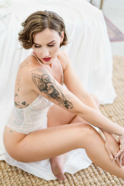 Austin Boudoir Photography Beautiful Bride with Tattoos