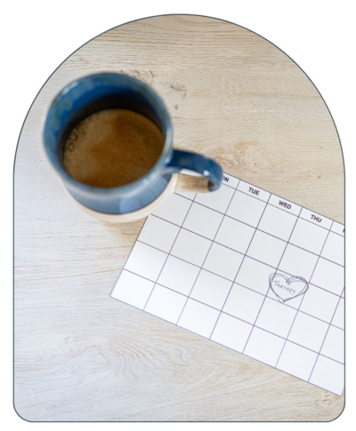 Blue Coffee Mug and Calendar