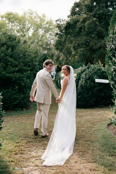 couple looking over shoulder