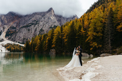 Lake Braies Autumn Elopement Dolomites