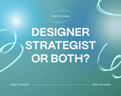 Graphic image sharing details on hiring a designer or strategist.
