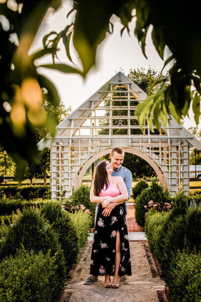 bride and groom engagement pictures in garden cleveland wedding photographer