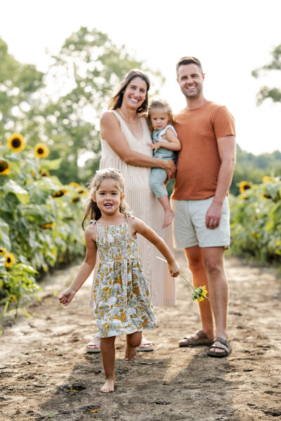 Candid golden hour family portrait by Noblesville photographer Kate Kosnoff