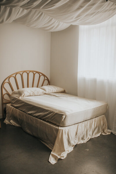 bed inside a boudoir photography studio  in Vancouver