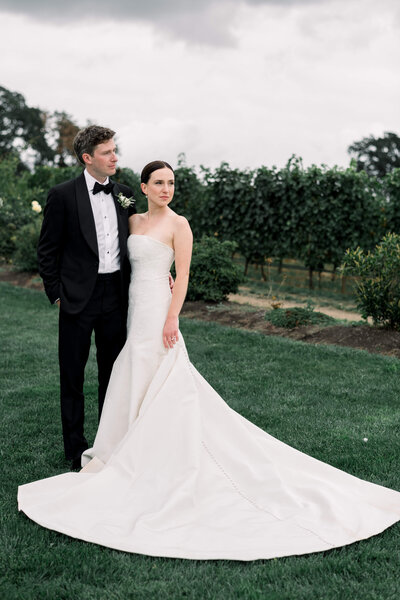 Couple posed with Carolina Hererra Gown.