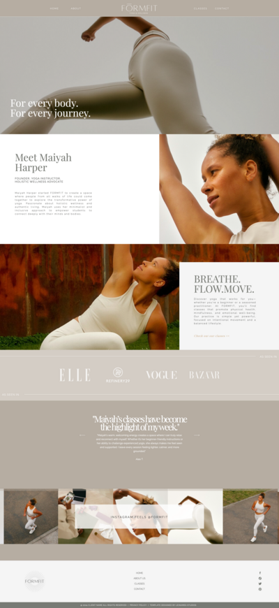 brand and website design, health and wellness, yoga, pilates, fitness instructor or coach, branding and website design