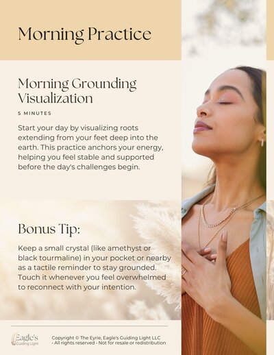 Page from Janna's Staying Centered in Stressful Times with a woman meditating.