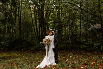 Bride and Groom Portraits in the Oregon forest.