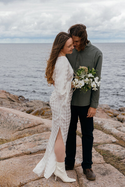 A young couple get married abroad in Bornholm island
