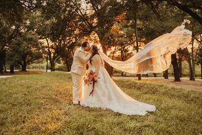 Picture of Wedding couple at sunset - photo taken by Orlando Wedding Photographer Fearless & Brave Photography