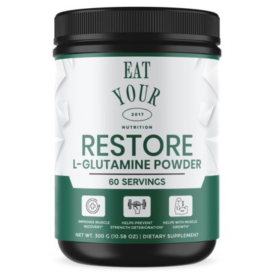 Restore L glutamine powder by Eat Your Nutrition.