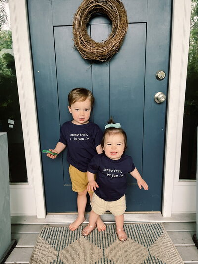 toddlers wearing navy t shirts