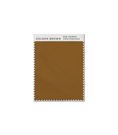 A golden brown color swatch, representing a wedding design in the event planning portfolio of Birdie June. 