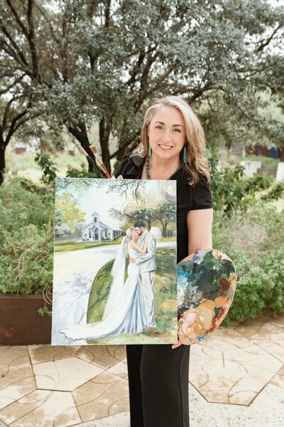 the mansion at colovista live wedding painting by Laura Herndon