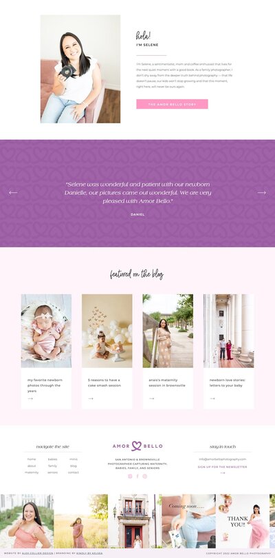 Sweet Pea Showit template example Amor Bello