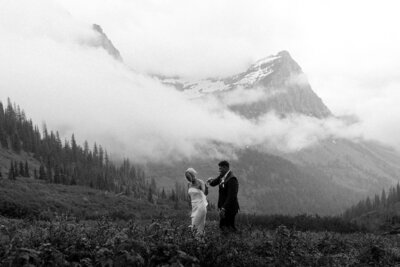 Glacier National Park elopement in the clouds