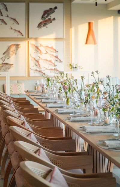 Dinner table setup in restaurant