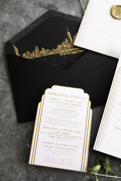 Light and airy wedding invitation suite with custom calligraphy