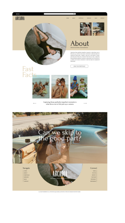 about page website design for photographers