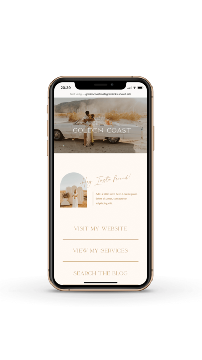 Instagram bio link template Golden Coast door Wonderlik Webdesign