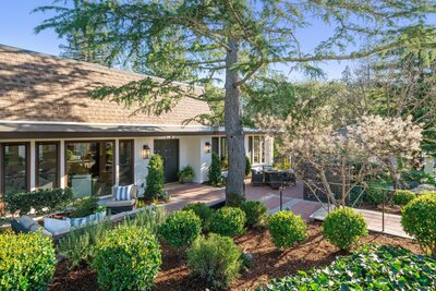 Large lawn and garden by house