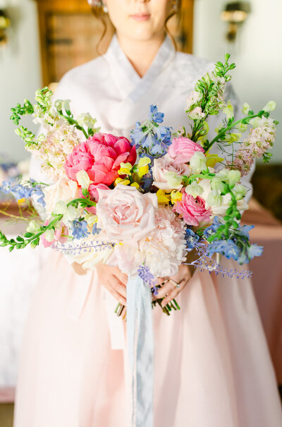 Gorgeous pastel bridal bouquet. Captured by Charlottesville Wedding Photographer Bethany Aubre Photography.