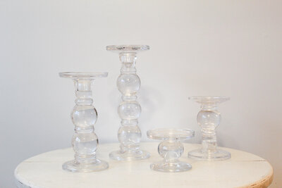 TE Inventory-Clear Glass Assorted Bubble Pillar Candle Holders 121