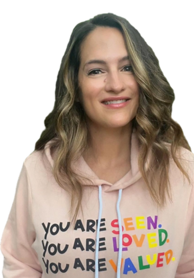 Woman wearing Kind Cotton sweatshirt