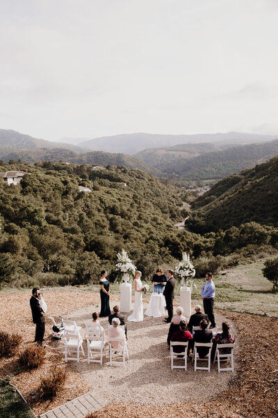 Small ceremony on hill overlooking the Carmel valley