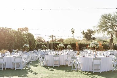 Wedding at Andaz Scottsdale Resort Cholla Lawn reception tables