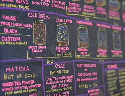Hillcrest Coffee's coffee drink menu