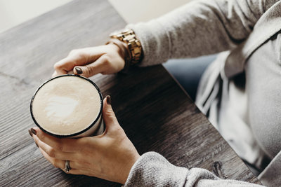 Michelle with a coffee cup