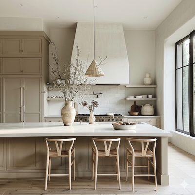 Modern landelijke keuken met ton-sur-ton kleurenplan  Interieurstudio Vooges Interieurontwerp en Interieuradvies Haarlem 