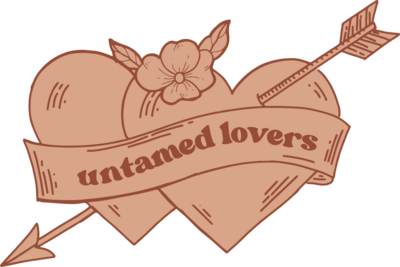 illustration of two hearts with an arrow saying untamed lover