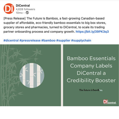 DiCentral Facebook post about bamboo company labels