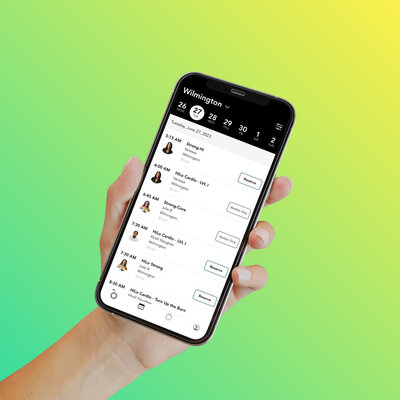 HiLo House App being used to preview the class schedule