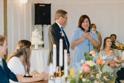 Mother of the Bride, Julie, at her daughter's wedding reception at White Barn Weddings in Emmett Idaho