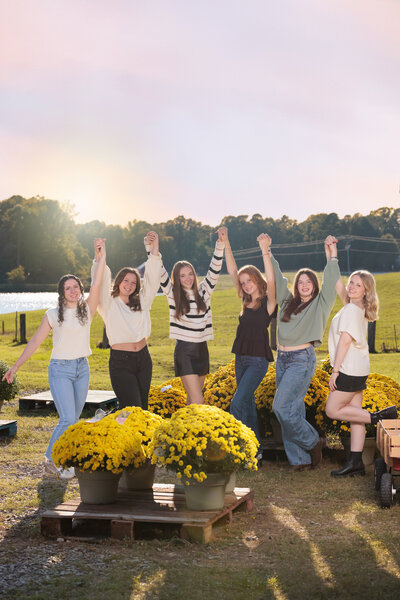 Teen Squad at Pumpkin Patch near Raleigh NC for fall portraits