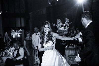 bride and groom dancing