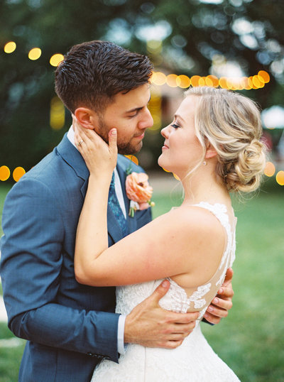 Bride and groom close faces